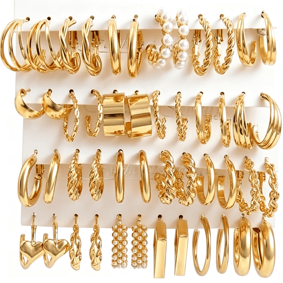 DESIGNICE Hoop Earrings Set for Women Earring Studs Chunky Jewelry Set|Fashion Multi-Pieces Lightweight Hypoallergenic Gift Idea Earrings Set