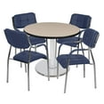 thumbnail image 2 of Via 36" Round Platter Base Table- Beige/Chrome & 4 Uptown Side Chairs- Navy, 2 of 7