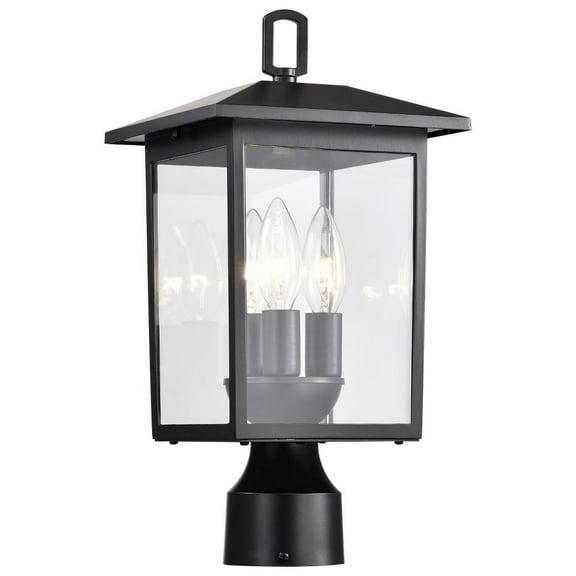 Nuvo Lighting Jamesport Outdoor Post Light Pole Lantern 3 Lights Matte Black Finish Clear Glass