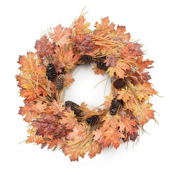 Melrose International Mixed Maple Leaf Wreath 26"D Polyester