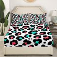 thumbnail image 2 of Animal Print Queen Sheets Leopard Print Bed Sheets, African Safari Wildlife Fitted Sheet Teal Pink Bed Set, Cheetah Bedding Luxurious Room Decoratives 3pcs (Deep Pocket), 2 of 4