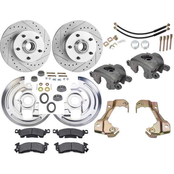 Deluxe 1964-74 GM Car Disc Brake Kit, Drilled/Slotted