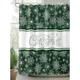 thumbnail image 2 of Green Christmas Snowflake Extra Long Shower Curtain Set, Waterproof Shower Curtains for Bathroom, Xmas Snowflake Winter Striped Washable Fabric Cloth Bath Curtain for Bathtub with Hooks 72x96 Inches, 2 of 6