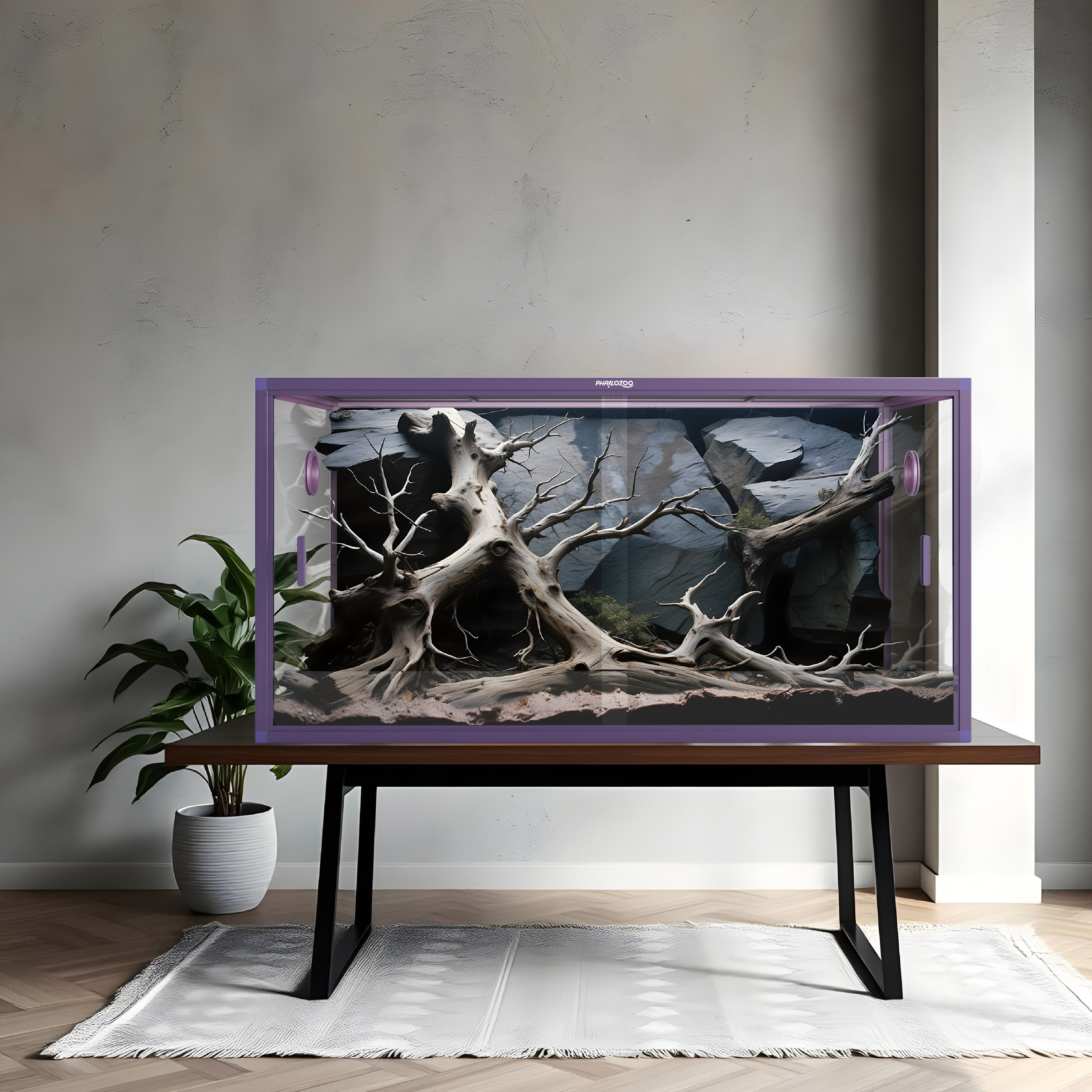 Phailozoo 120-Gallon Front Opening Terrarium for Pets with Bioactive Substrate and Ventilation