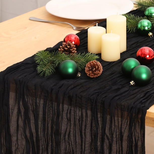 Mantel Fixwal negro con forma de queso, 90 x 300 cm, para eventos
