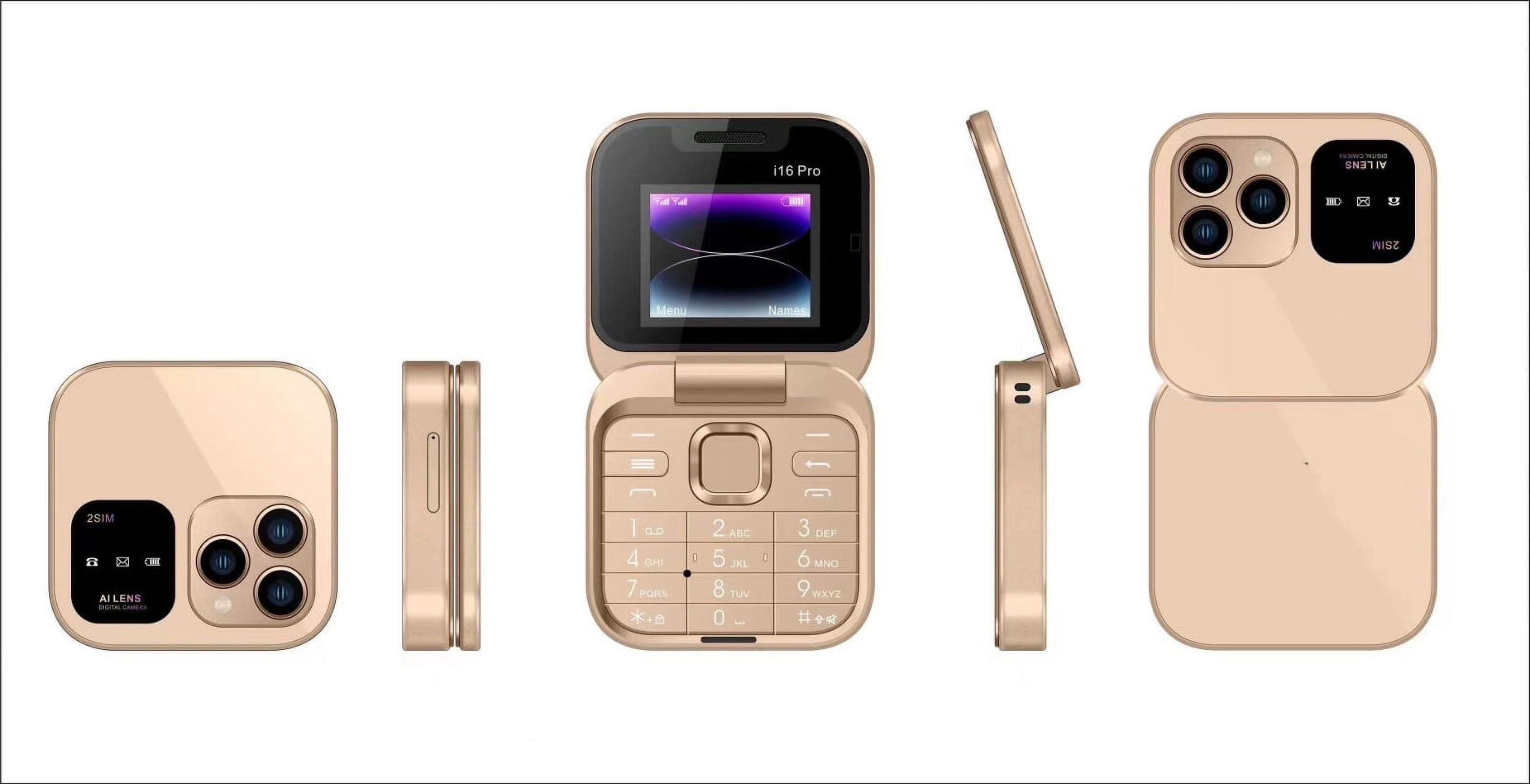 Mini Small flip Mobil Cell Phone, i16 Bluetooth Handset Unlocked Bluetooth Earphone Dialer Support SIM Card