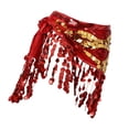 thumbnail image 4 of Pañuelo de cadera para danza del vientre, disfraz con lentejuelas y falda con borlas para fiesta en club, mujeres y niñas Rojo, 4 of 8