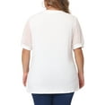 thumbnail image 4 of Agnes Orinda Women's Plus Size Tops V Neck Swiss Dots Puff Sleeve Casual Blouses Tee 1X White, 4 of 7
