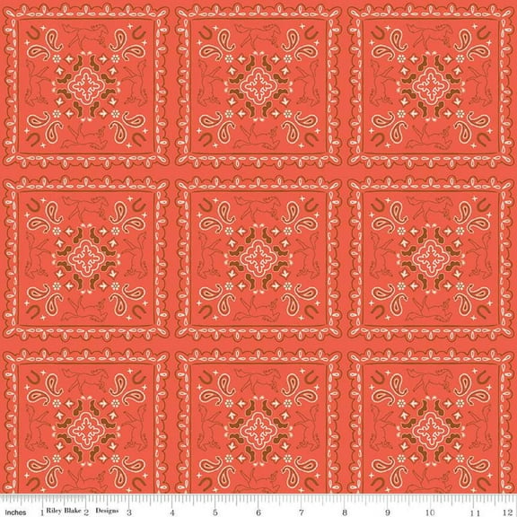 Wild Rose Bandanas Cayenne Cotton Fabric