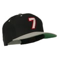 thumbnail image 5 of Number 7 Embroidered Classic Two Tone Snapback Cap - Black Silver OSFM, 5 of 5