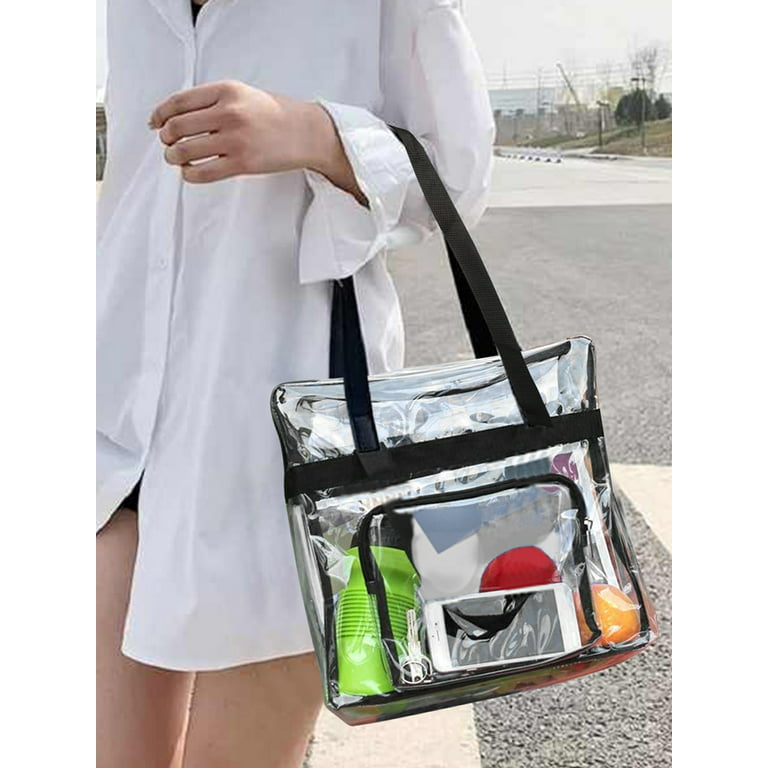 Brown Clear Tote Bag Transparent Shopping Bags Shoulder Handbag PVC  Waterproof Storage Bag for Gift Cosmetic