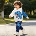 thumbnail image 5 of Gerichy Toddler Boy Clothes Long Sleeve Dinosaur Print Sweatshirt Sweatpants Set for Boys 2pcs Fall Outfits Set 1-8T, 5 of 7