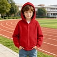 thumbnail image 3 of MexChoioe Boys and Girls Zip Up Hoodie Long Sleeve Hooded Sweatshirt Relaxed Cut Pockets Fall Winter Daily Wear Hooded Zip Jacket for kids, 3 of 7