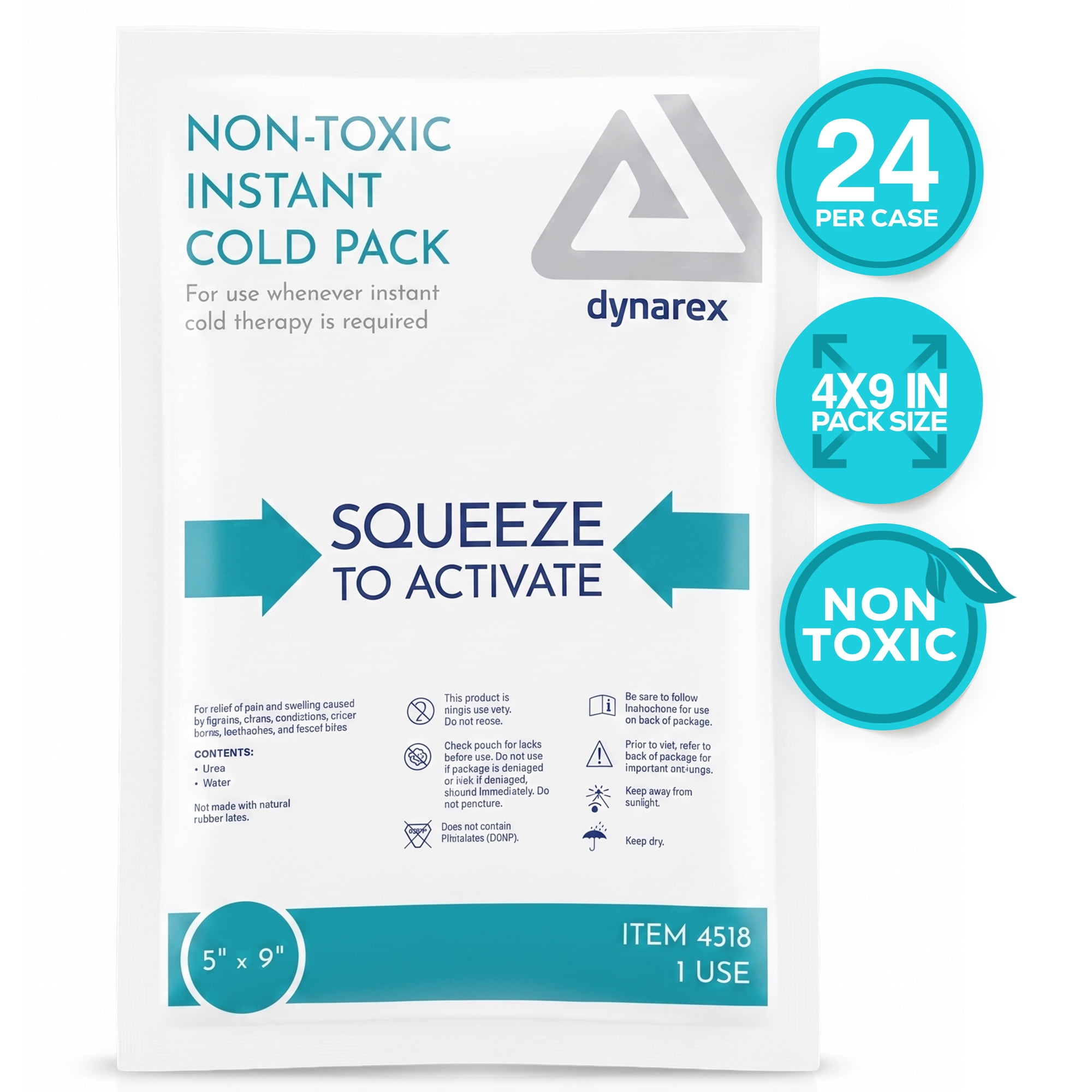 Dynarex Instant Cold Pack (5” x 9”), 24 Count, Non-Toxic Disposable Ice Pack for Cold Compress