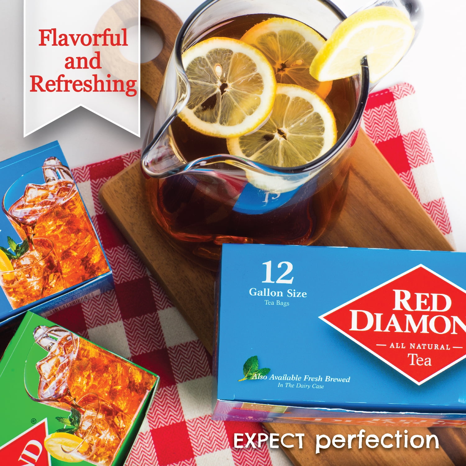(4 pack) Red Diamond Pekoe and Orange Pekoe Tea Bags, Iced Tea, Gallon Size Tea Bags, 12 ct