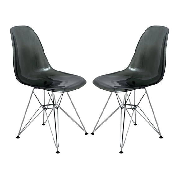 Cresco Molded Eiffel Side Chair, Set of 2 - Transparent Black