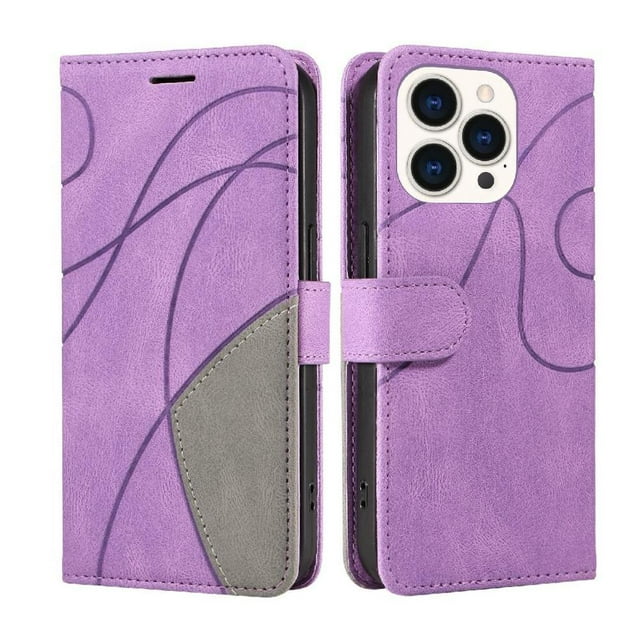 GANGXUN Flip Case for iPhone 15 Pro – Leather Wallet Cover with Card Slots, Kickstand & Color Stitching Protective Folio