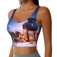 thumbnail image 2 of Bixox Women's Lantern On Snow With Christmas Pattern Fitness Navel Tank Top U-Back Yoga Tank Top Sweatshirt Sports Bra, 2 of 7
