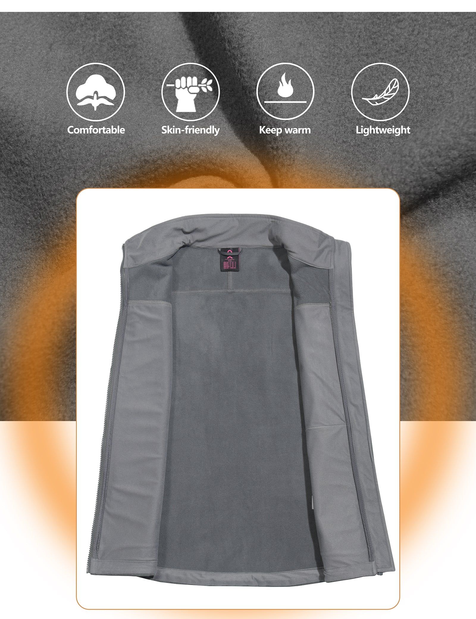 Little Donkey Andy Lightweight Softshell Vest for Women Fleece Lined Outerwear Zip Up Sleeveless Casual Windbreaker Jacket for Golf Hiking Running Jogging Outdoor Travel, Grey, X-Small