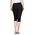 thumbnail image 3 of 2Luver, Women's, Stretchy 5 Pocket Mid-Rise Solid Color Classic Skinny Capri Uniform Pants, Black, 15, 3 of 3