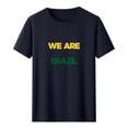 thumbnail image 2 of Nmnitkp Sustainable Women's Short Sleeve Tops We Are Brazil Football Fan Graphic T-Shirt, Crew Neck Short Sleeve Casual Tee, Multiple Colors Available Navy,M, 2 of 5