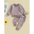 thumbnail image 3 of Baby Girls Fall Outfit 6M 12M 18M 24M 3Y Flower Print Long Sleeve Crew Neck Sweatshirt Sweatpants Fall Clothes, 3 of 10