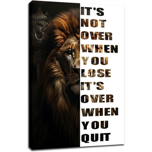 Lion Canvas Wall Art Inspirational Picture Entrepreneur Quotes Motivational Animal Painting Poster Print on Canvas Wall Artwork for Bedroom Office Workplace Framed Ready to Hang [12''''Wx 18''''H]