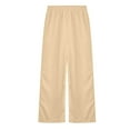 thumbnail image 6 of JTSRKL Girl's Wide Leg Sweatpants Elastic High Waisted Loose Baggy Trousers Trendy Athletic Track Pants with Pockets Beige 7-8 Years, 6 of 7