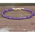 thumbnail image 3 of Amethyst 3-3.5mm Rondelle Shape Faceted Cut Beads 7 inch Gold Plated Clasp Bracelet for men, women, unisex. Link Chain Stacking Bracelet.|LINK_00294, 3 of 4