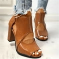 thumbnail image 3 of Ketyyh-chn99 Comfortable Heels for Women Wedge Heels for Ladies High Heels for Women Strappy Square Toe Heels Open Toe Dressy Pumps Sandals Brown,9, 3 of 5