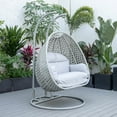thumbnail image 5 of 2 Person Hanging Egg Chair - Wicker Patio Swing Seat - Outdoor Porch Chair - Rustic Grey, 5 of 6