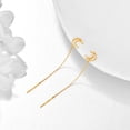 thumbnail image 2 of Threader Earrings 14k Solid Gold Moon Pull Through Long Piercing Earrings Ear Line Eardrop Jewelry for Women (Moon), 2 of 6