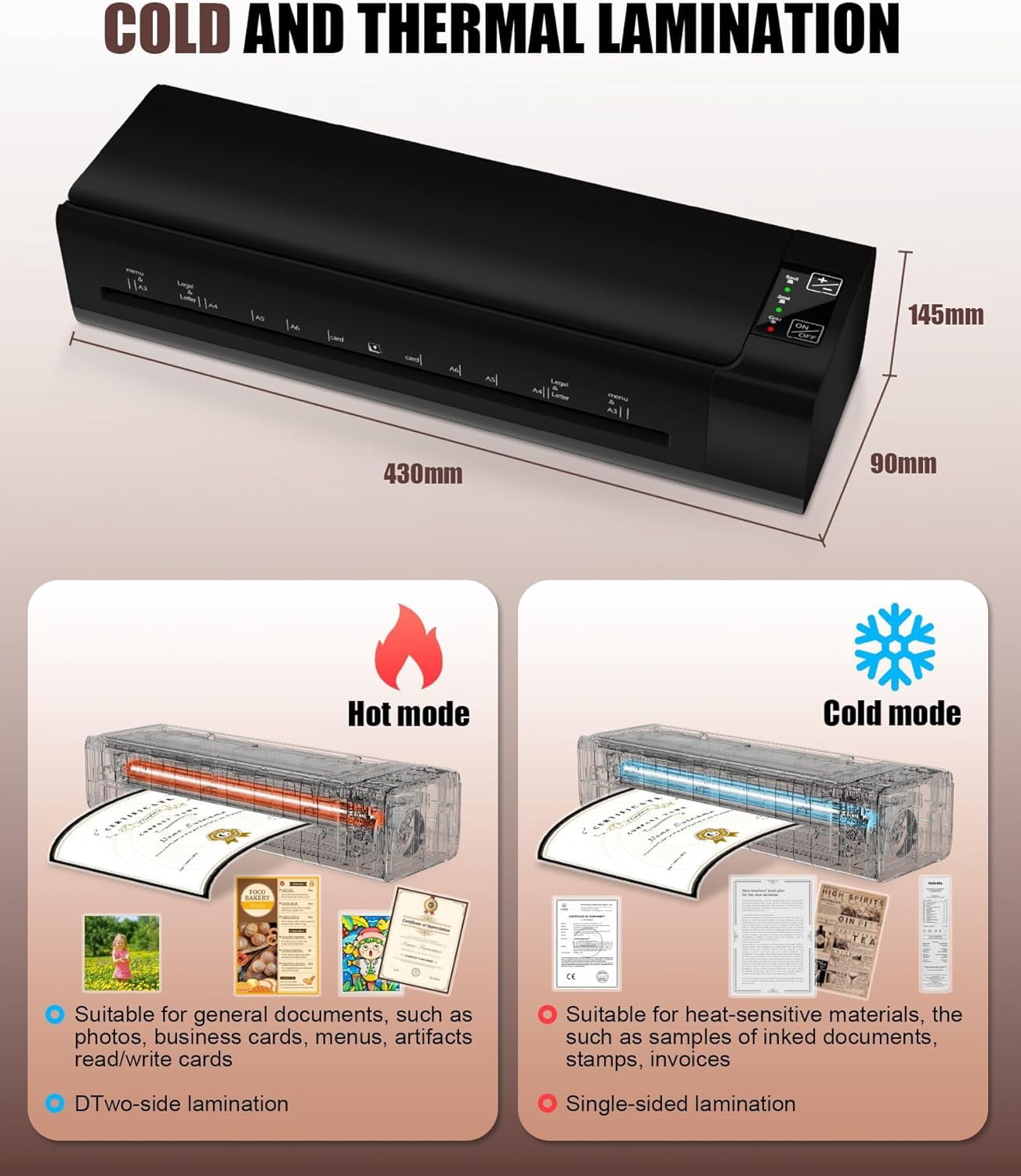 13-Inch 9-in-1 Laminator Machine for A3, Hot & Cold Laminating Machine with Sheets – Ultra‑Fast 60-Second Warm-Up, Reliable Jam-Free Design for Home, Office & School