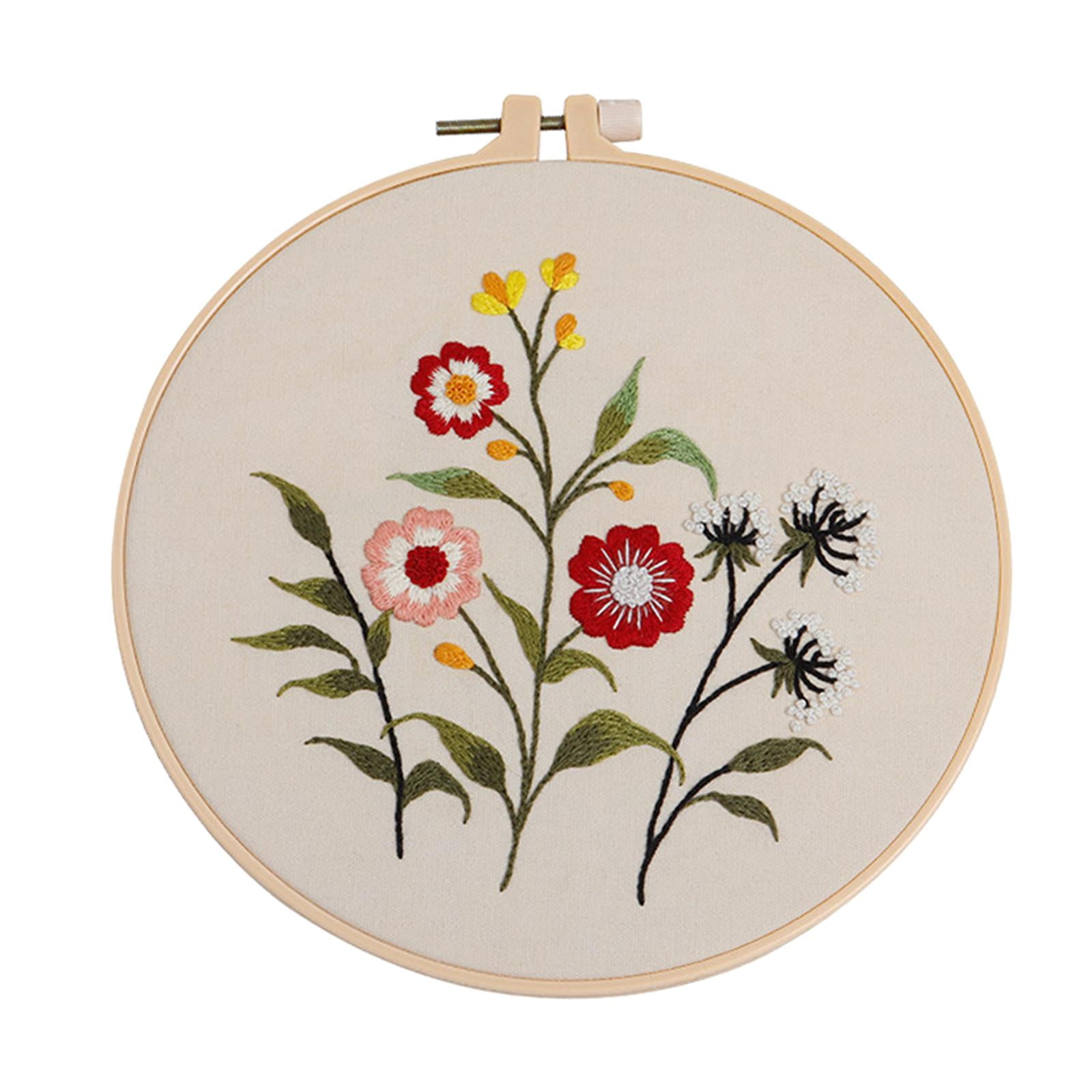 Stamped Embroidery Kit Embroidery Cloth With Floral Pattern Cross Stitch Embroidery Hoop Craft Color Threads Needlework For Beginners Adults Fragrant Flowers 4 Walmart Com
