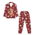 thumbnail image 4 of DISNIMO Highland Cattle Snowflake Printed Women's Pajama Sets 2 Piece Pj Sets Long Sleeve Loungewear Button Down Pj Soft V Neck Loungewear with Long Pajama Pants Christmas Nightwear, 4 of 7