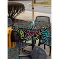 thumbnail image 4 of Outdoor Tablecloth with Umbrella Hole and Zipper, Abstract Flower Square Table Cloth 60x60 Inch Waterproof Tablecloth, Vintage Botanical Geometric Floral Picnic Table Cover for Patio Camping, 4 of 7