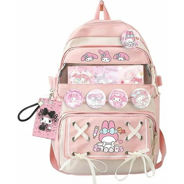 Cute Cool Backpack for Teens Girls, Ita Bag Kawaii Backpack with Kawaii Pins Accessories for Christmas Gifts (Pink)