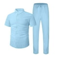 thumbnail image 4 of Fgnfyis Men's Linen Shirt Sets Outfits 2 Pieces Shirts Long Sleeve Loose Yoga Pants Beach Clothing Mens Outfits BU1 M, 4 of 4