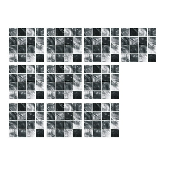 Peel and Stick Backsplash 10-Sheet Mosaic 3D Backsplash Wall Tiles PVC Stick on Tiles Backsplash for Kitchen Peel and Stick Backsplash Tiles for Bathroom Kitchen Laundry Room 4"x4" Black