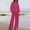 Hot Pink, variant on TMOYZQ Two Piece Fall Outfits for Women 2025 Casual Cotton Linen Going Out Travel Sets Comfy Loose Lounge Set Shirts Tops Wide Leg Pants Sweatsuit