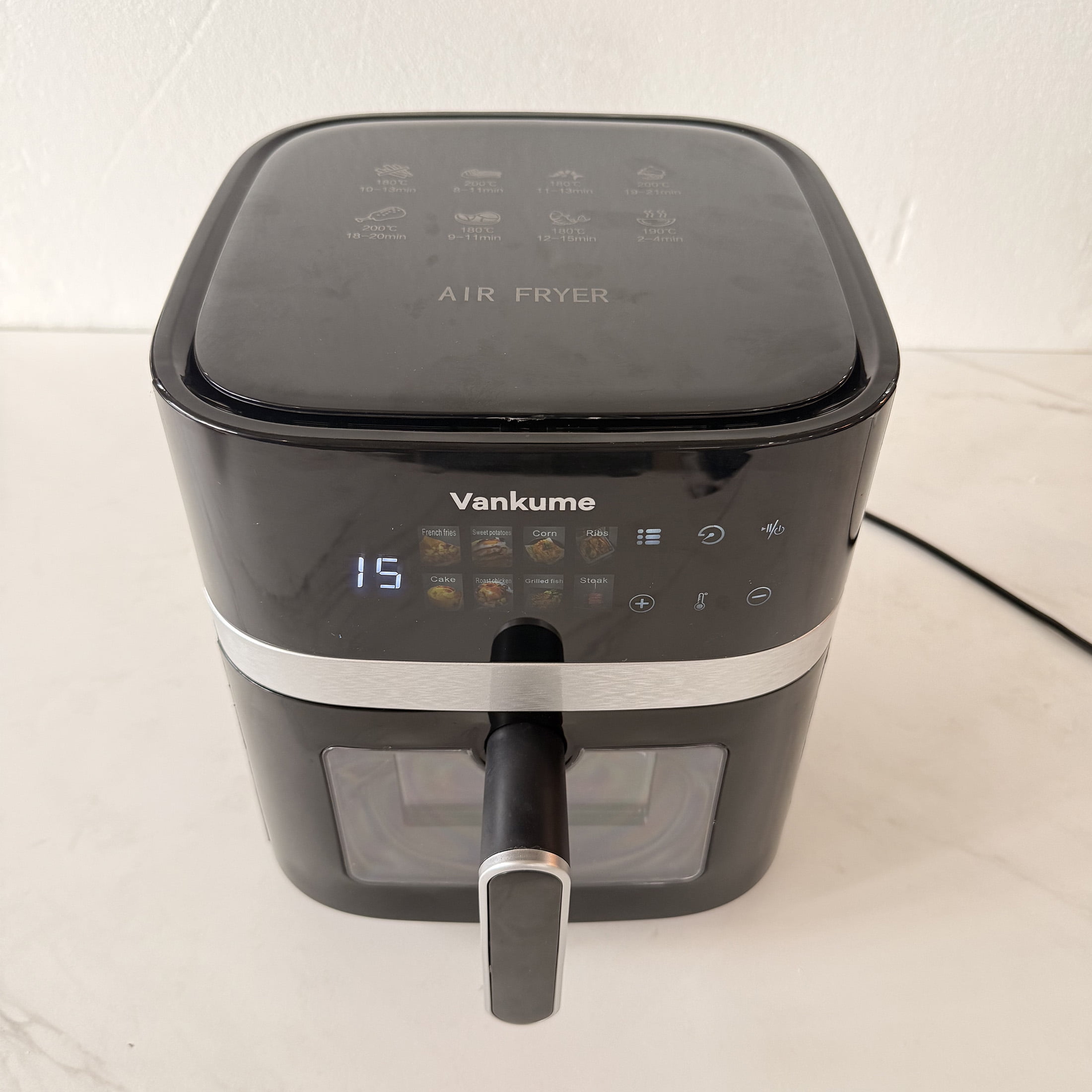 Vankume Air Fryer, 5L Large Air Fryer with Vortex Rapid Air Technology, 1500W, 12 One-Touch Presets for Healthier Cooking, See-Through Window, Auto Shut-Off & Easy-Clean Non-Stick Basket