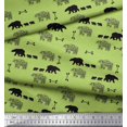 thumbnail image 2 of Soimoi Green Rayon Fabric Bear & Text Decor Fabric Printed Yard 42 Inch Wide, 2 of 5