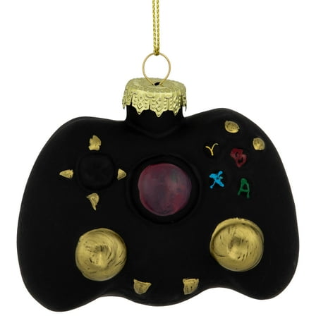 Northlight Game Controller Glass Christmas Hanging Ornament - 4" - Black
