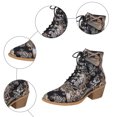 thumbnail image 7 of Womens Ankle Boots Elegant Floral Embroidery Stacked Heel Lace up High Top Pointed Toe Dressy Fall Booties, 7 of 7