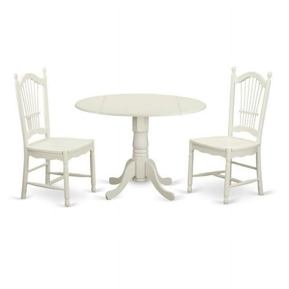 Kitchen Dinette Set with 2 Table & 2 Chairs, Linen White - 3 Piece