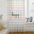 thumbnail image 5 of Easter Sheer Curtains 63 Inches Long, Colorful Checkered Plaid Spring Gingham Textured Light Filering Curtains, Breathable Simi Curtain Privacy Drapes for Living Room Bedroom Window Treatment, 5 of 9