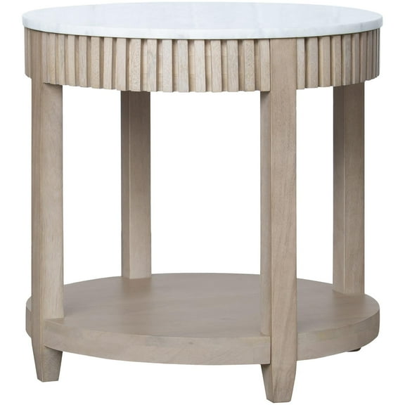 Livabliss x Becki Owens Modern Rosemary End Table, Tan, 22"H 22"W 22"D