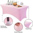 thumbnail image 2 of GFDYREE Spandex Tablecloth 4FT Stretch Table Cover Fitted Rectangular Tables, Universal Stretch Patio Table Cloth for Wedding, Banquet, Party and Event（Pink, 4FT, 2 of 7