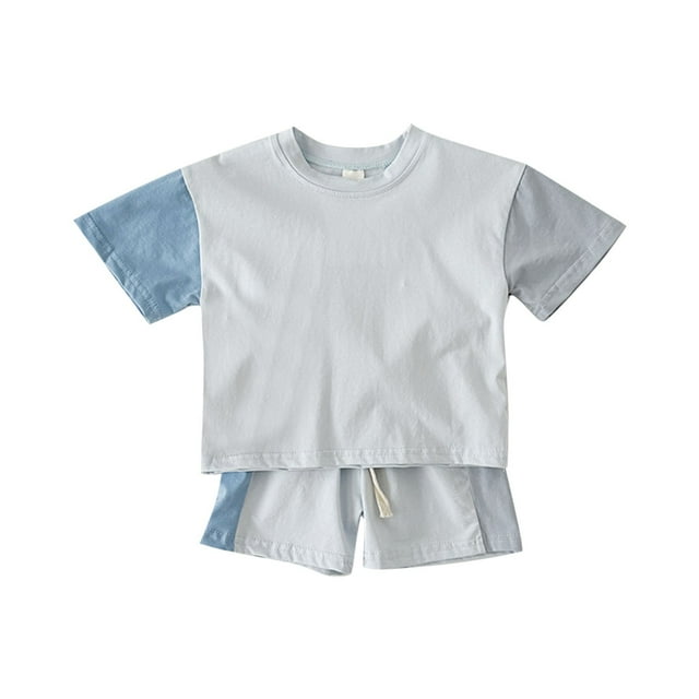 Zpanxa Boys Summer Outfits Kids Spliced Short Sleeve Set Two-piece Set for Baby Clothes 9 Months