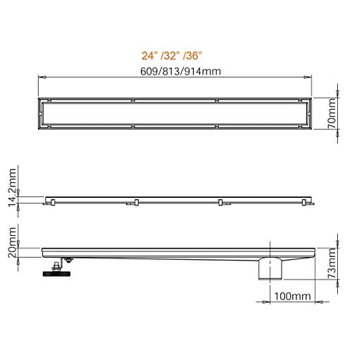 Adjustable Leveling Foot Neodrain 24 Inch Offset Linear Shower Drain With Tile Insert Grate Cover Brushed 304 Stainless Steel Rectangle Side Outlet Shower Floor Drain Hair Strainer Catcher Home Kitchen Bathtub Accessories Sailingschool Pl